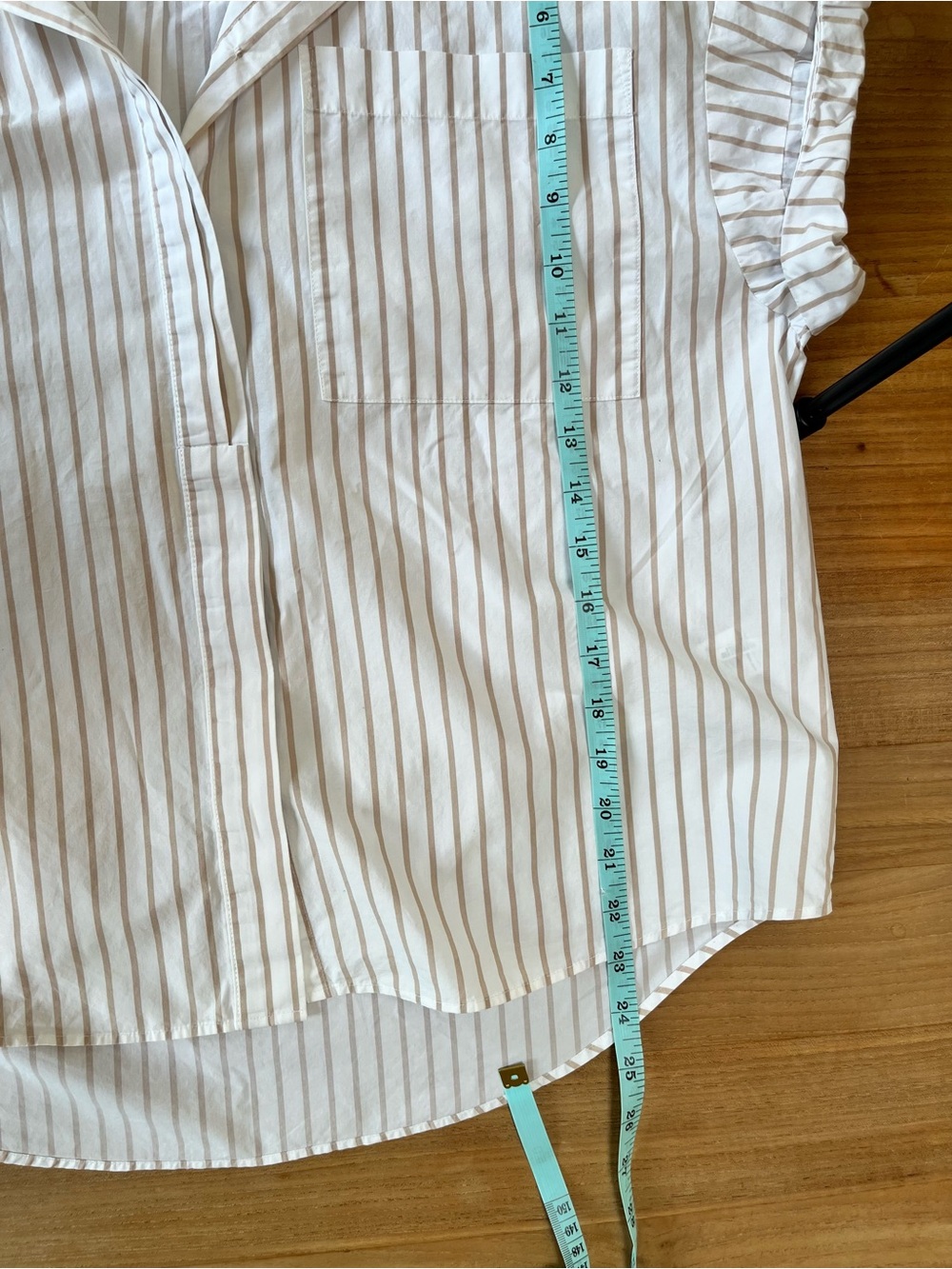 FRAME Sheila Striped Button-Front Short Sleeve Top - Cream & Tan - Medium - Picture 10 of 10